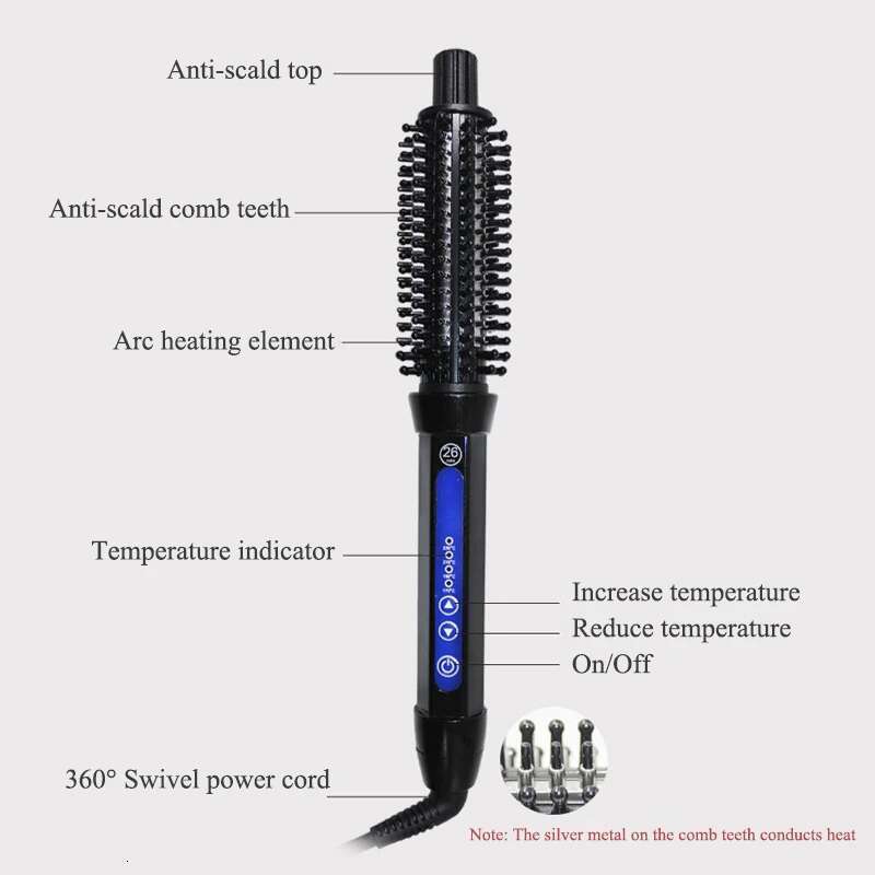2 In 1 Professional Ceramic Curler Electric Hot Comb Multifunction Brush Hair Curlers Roller Styling Tool Curling Iron