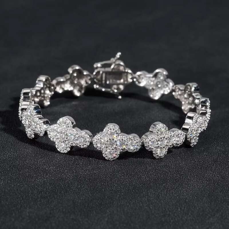 Gra Certificated Pass Diamond Tester 925 Silver Iced Out Cluster Tennis Bracelet Moissanite Diamond