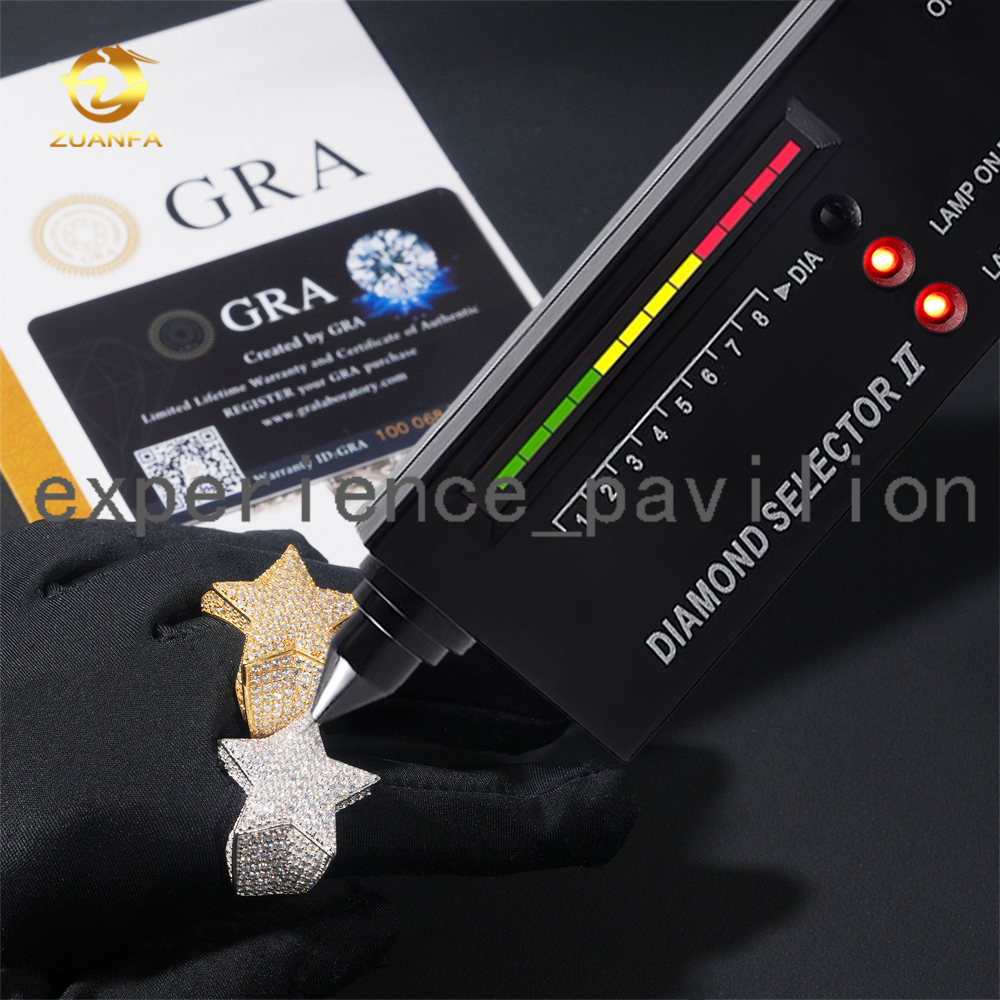 Hot Sale Instock Iced Out Star Shape Moissanite Diamond Men Rings 925 =silver Hip Hop Ring Pass Tester Men Cuban Ring