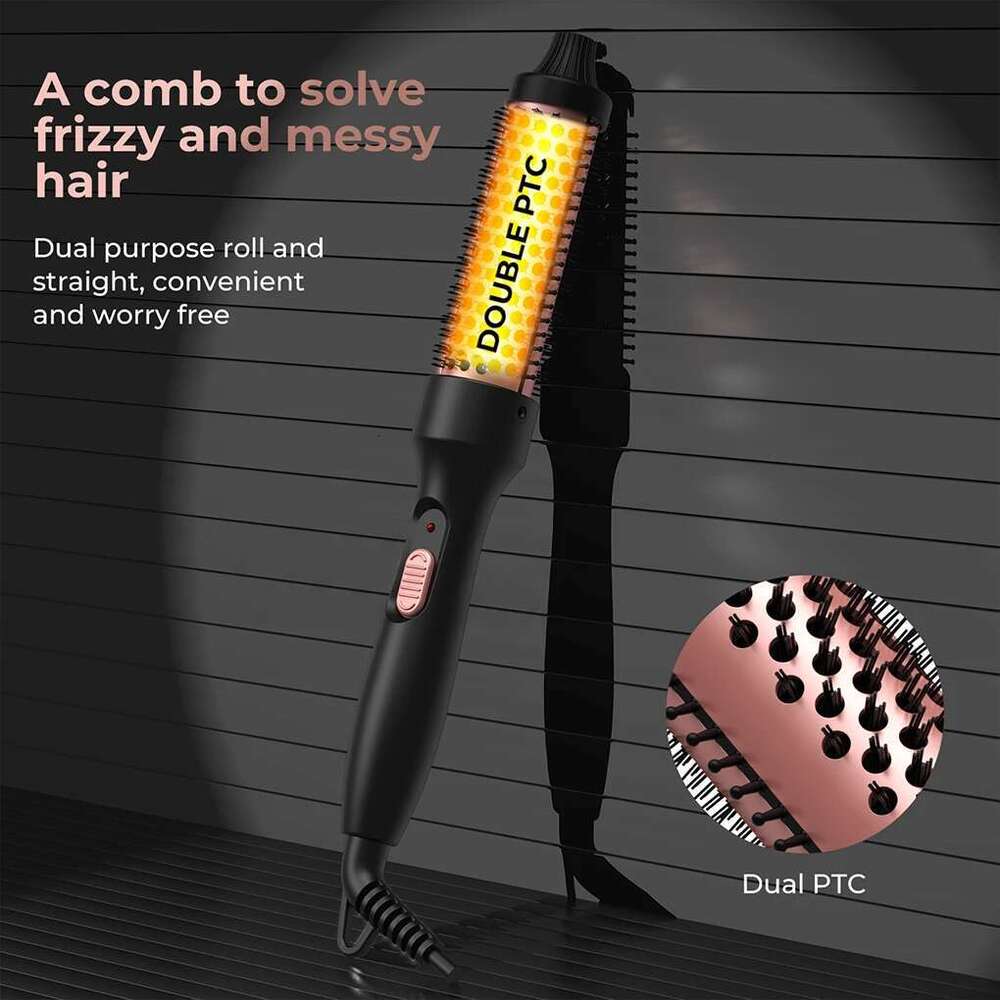 Wavy Talk Thermal Brush Double PTC Heaters Automatic Recognition And Switching Display Curling Irons