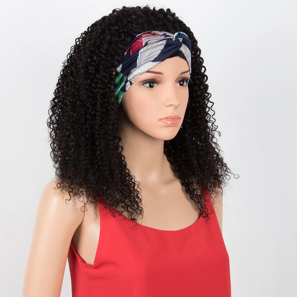 Kinky Curly Human Hair Headband Wig For Black Women 150% Density Brazilian Remy Full Machine Made Hair 250512
