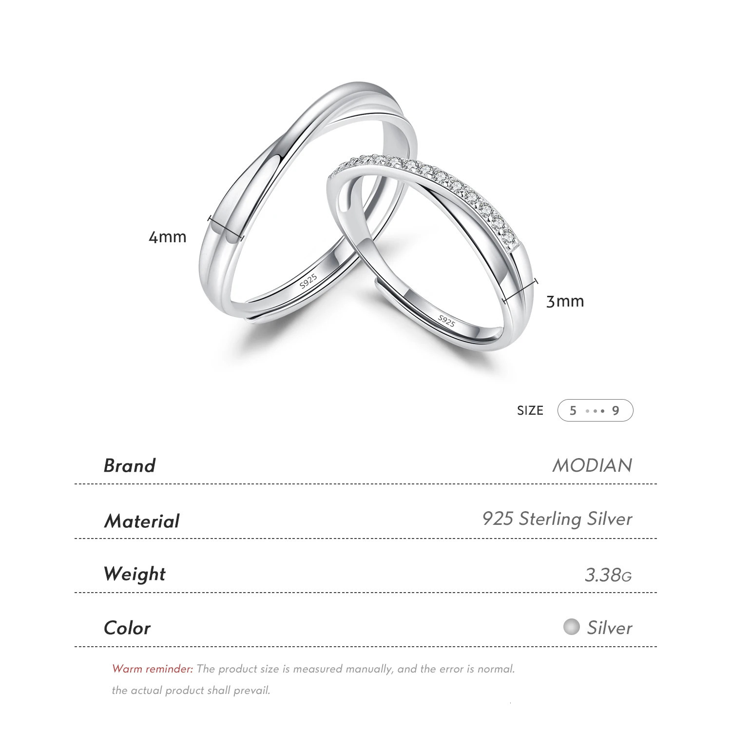 MODIAN 925 Sterling Silver Lines Twining Romantic Adjustable Couple Rings For Women Classic Wedding Engagement Fine Jewelry 250515