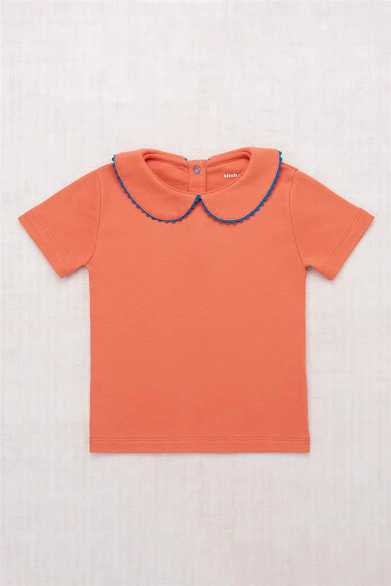 Girls T Shirts 25ss MP Toddler Baby Girls Clothes Cute Lace Collar Short Sleeve T Shirts Kids Clothes 250515