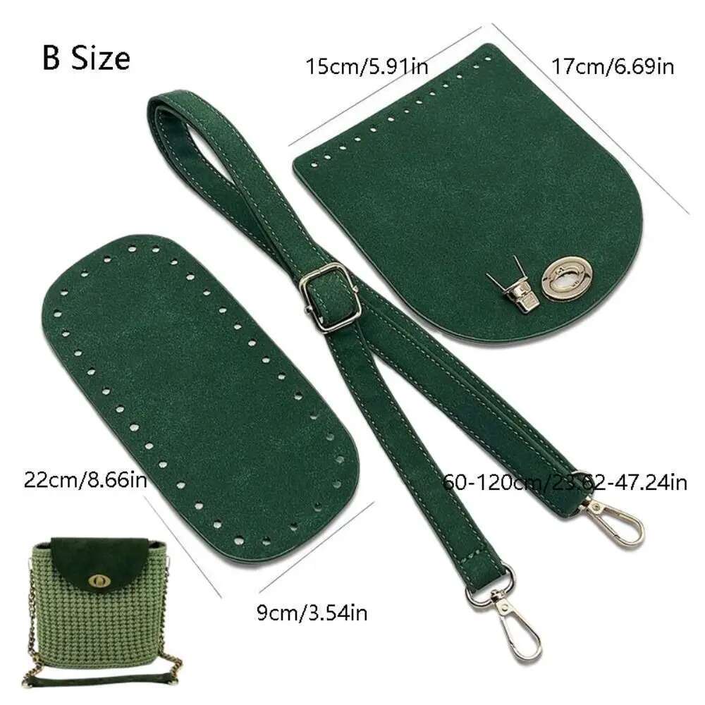 Solid Color 3Pcs/Set Shoulder Bottom PU Handmade Accessories DIY Replacement Leather Bag Strap