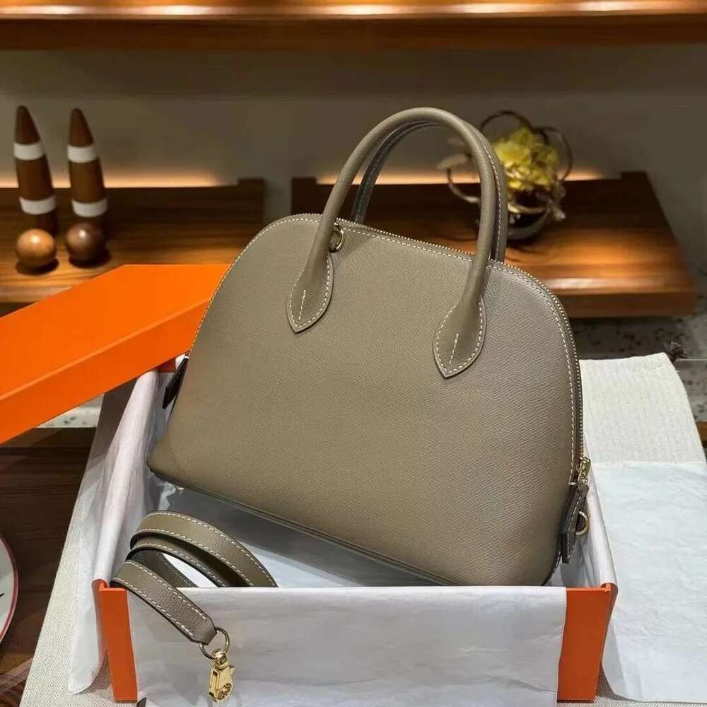 New Genuine Shell Handbag Original EPSOM Palm Pattern Cow Leather Single Shoulder Crossbody Women's Bag Vintage Sty