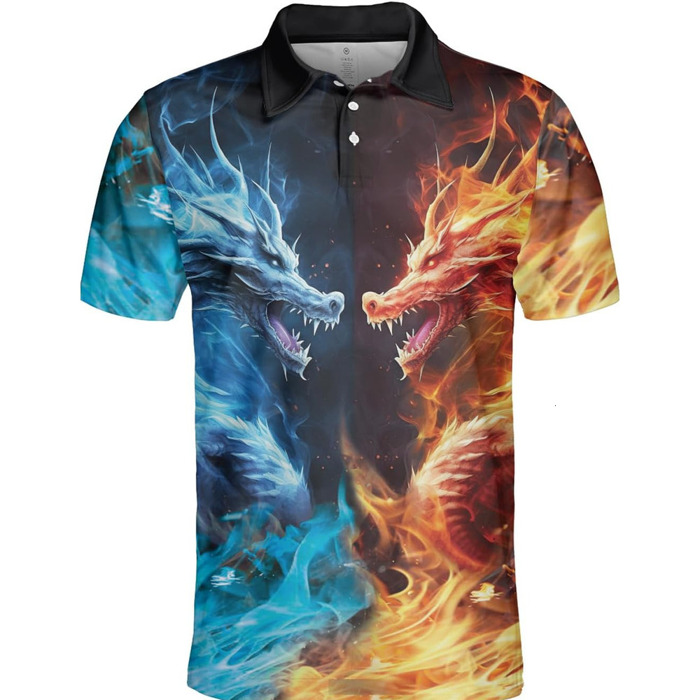 Mens Polo shirt Men's Dragon Polo Shirts -Magical Animal Mens Polo Shirts Short Sleeve Dry Fit Moisture Wicking Series