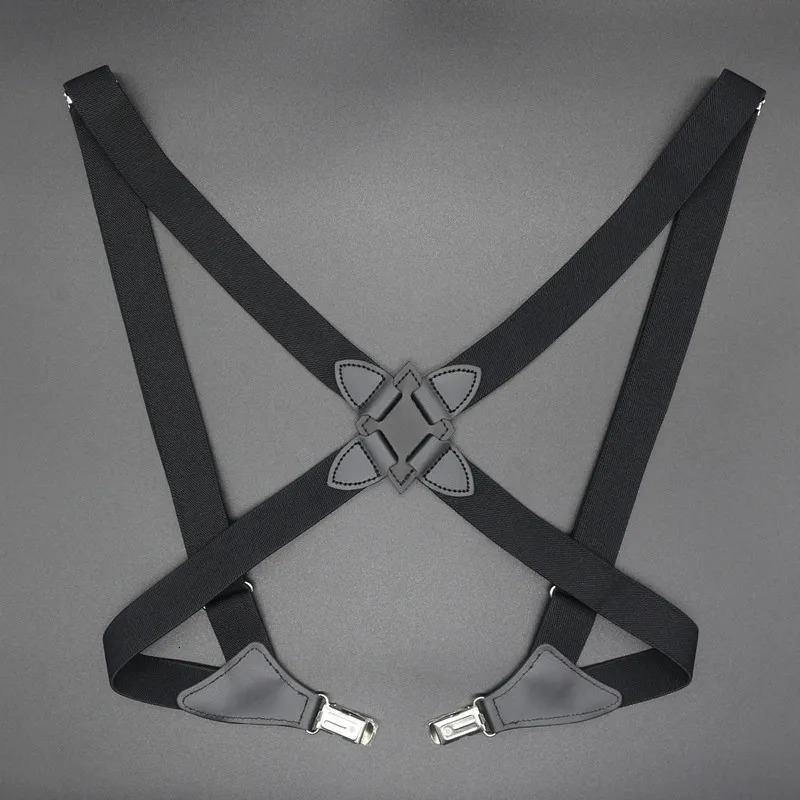Fashion Vintage Suspenders for Adult Women Men 2.5cm Wide Cross-Over Back 2 Side Clips Adjustable Elastic Trouser Brace Straps 250515