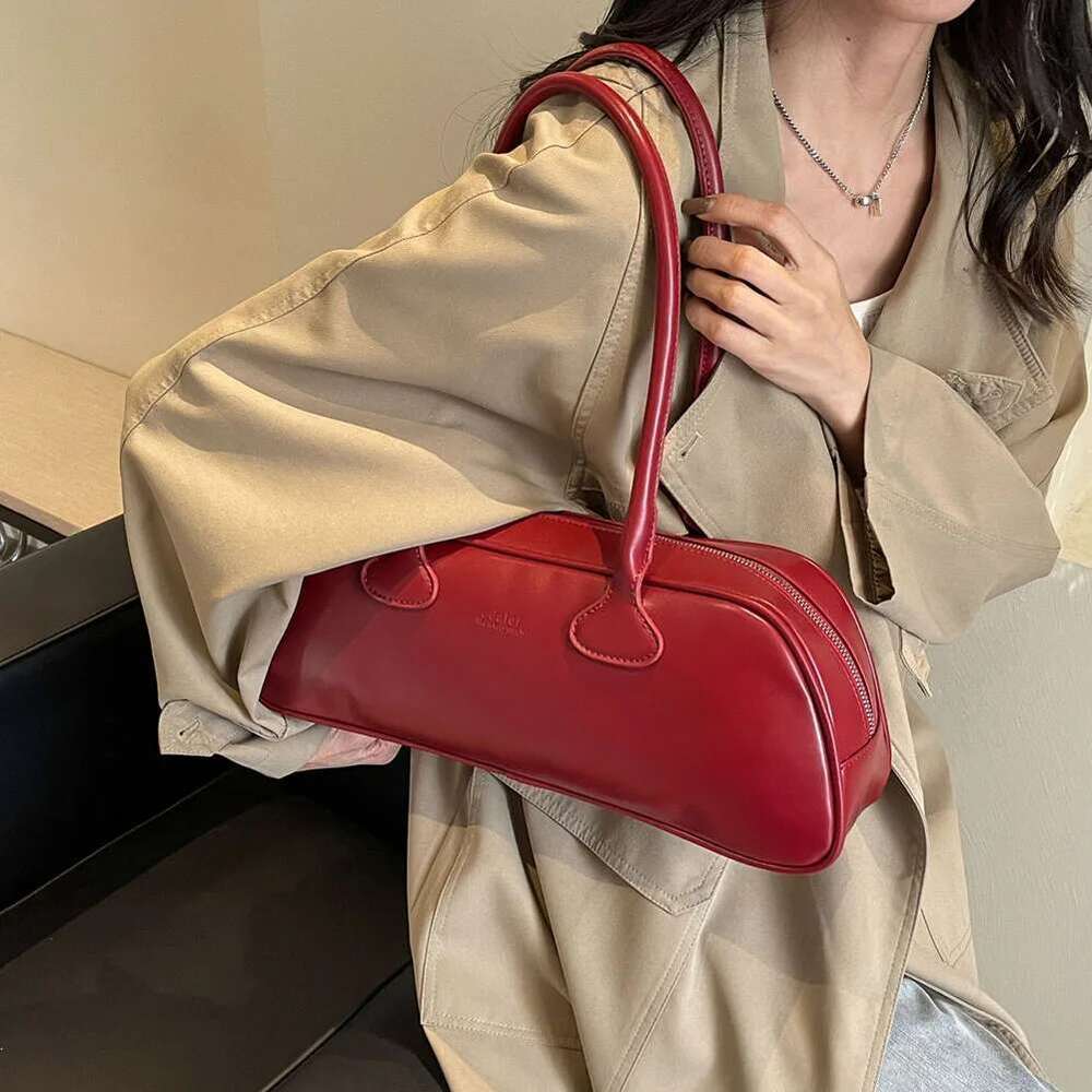 Women Fashion Large Capacity PU Leather Vintage Armpit Bags Solid Color Retro Commuting Single Shoulder Bag