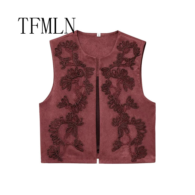 TFMLN Women Fashion y Vest Tops Casual Sleeveless Waistcoat Female Spring Chic High Street Outwear 250515