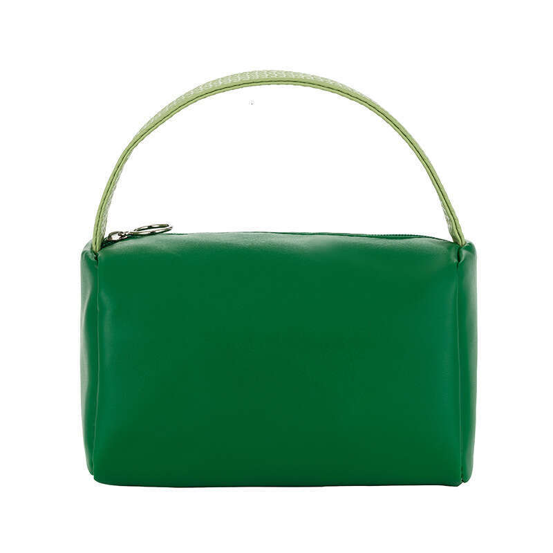 Candy colored bag with high-end storage, large capacity handheld PU waterproof makeup bag, high beauty women's handbag