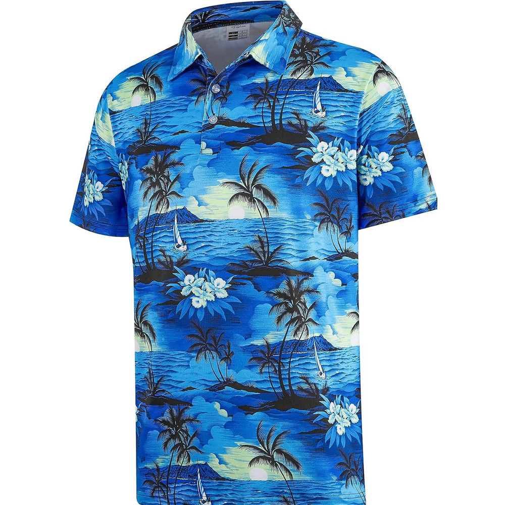 Mens Polo shirt Men's Polo Shirts Short Sleeve Moisture Wicking Fashion Print Hawaiian Golf Shirts for Men