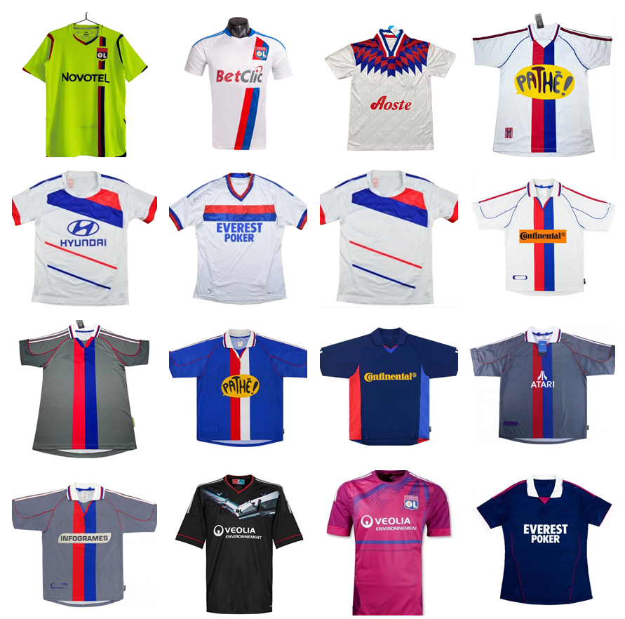 retro Lyonnais Lyon soccer jerseys 1995 1996 2000 2001 2002 2008 2009 2011 2012 Carriere GOVOU GOURCUFF TOULALAN JUNINHO BASTOS BENZEMA M.BASTOS Football Shirt