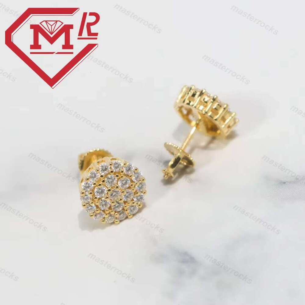Flower cluster shaped stud screw back elegant chilled with pyroxene pure sier earrings