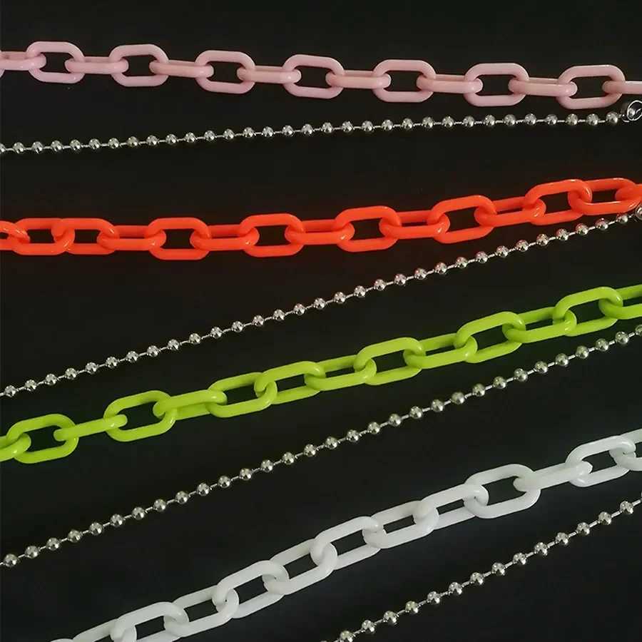 Hip Hop Punk Belt Chain Key Chain Ring Women Men Multicolor Resin Circle Heart Pendant Waist Chain Bag Car Jeans Skirts Pants Y250515