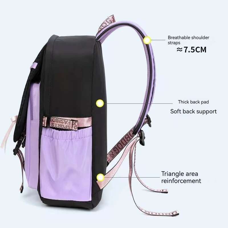 Teenagers Cute Schoolbag Shoulder Backpack Nylon Fabric Girls, Large Capacity Splash-Proof