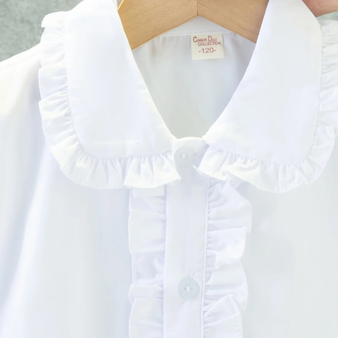 Baby Clothes Summer Solid Color Doll Collar Bubble Sleeve Ruffled Baby Tops Casual Simple Girls Blouse 250515