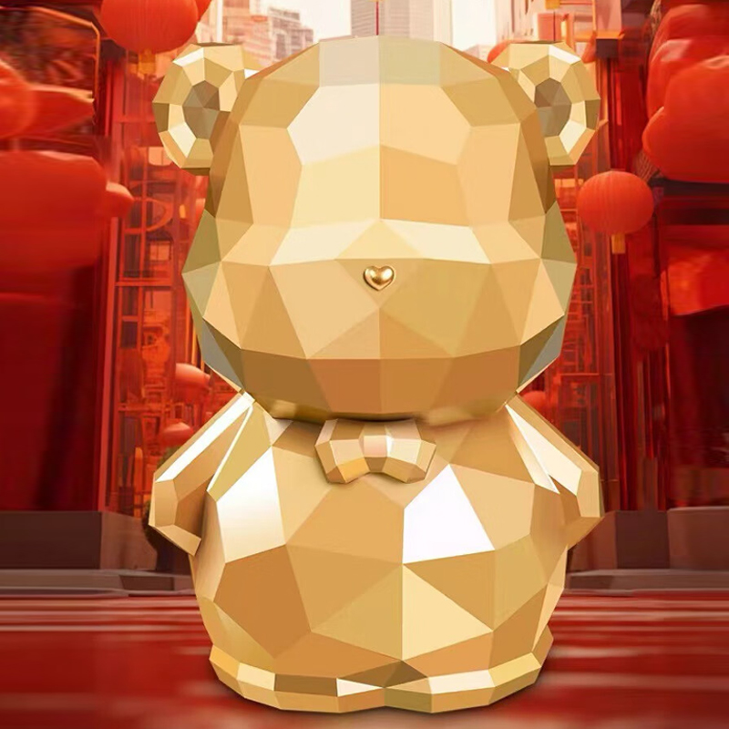 Golden standing gem bear creative piggy bank