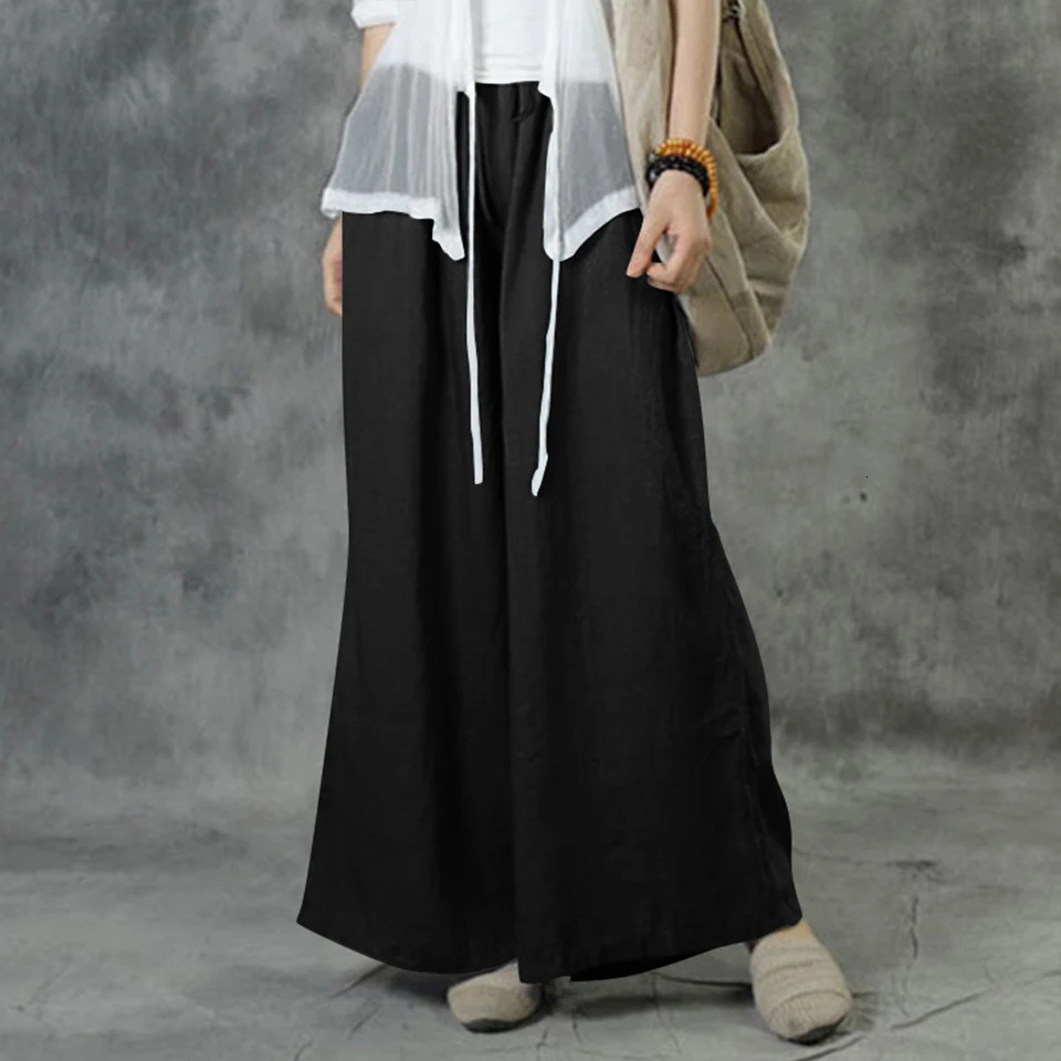 3XL 5XL Plus Size High Waist Long Pants for Women Clothing Summer Solid Casual Wide Leg Trousers Fashion Korean Female Clot 250515