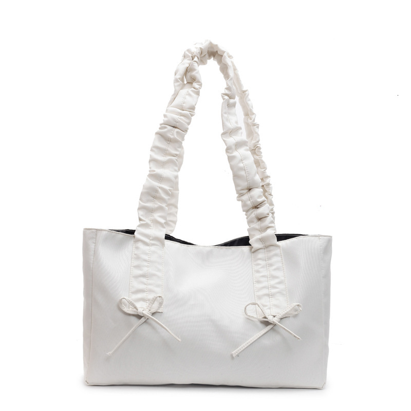 Free Delivery Designer Bag Wrinkled Bow For Women 2025 Trendy Korean Tote Large Capacity Canvas Beauty Women's Bag Luxury Bag