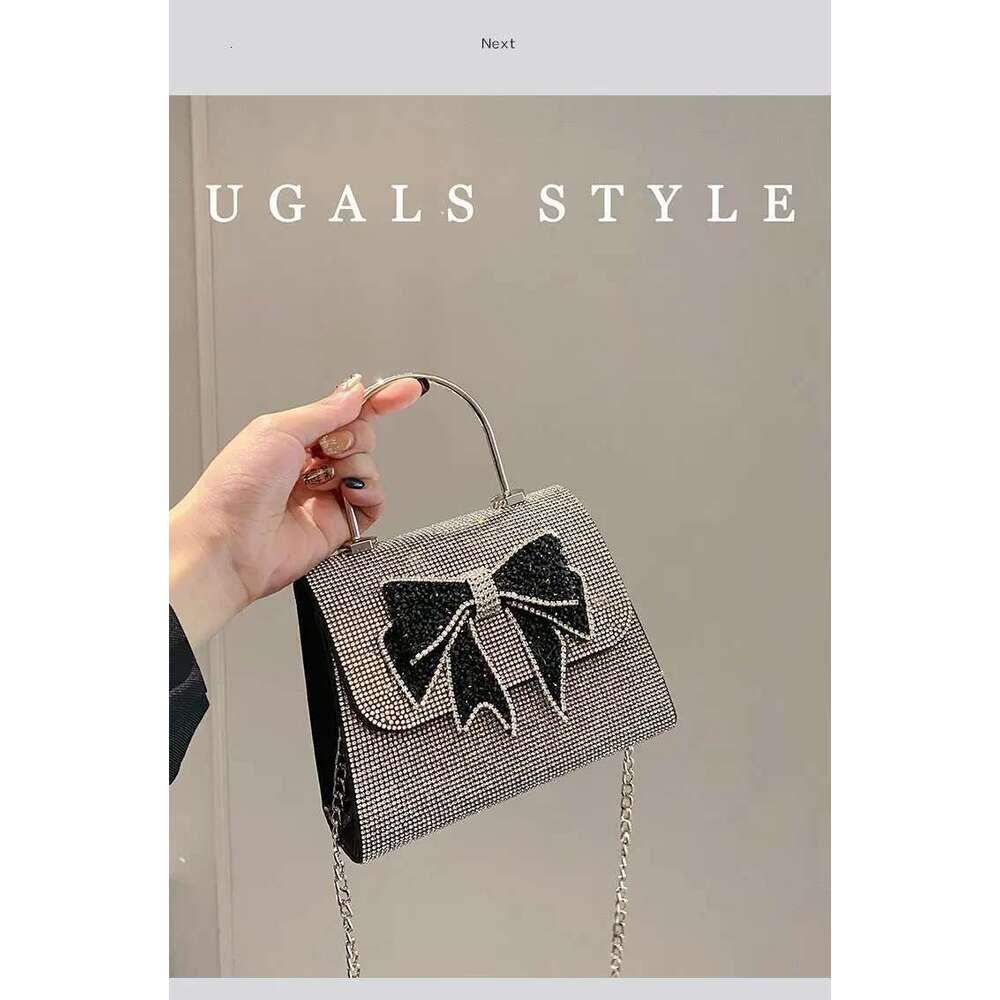 Glitter Bow Knot Square Crystal Shiny Rhinestone Dia Evening Wedding Party Clutch Purse Women's Handbag Shoulder Bag