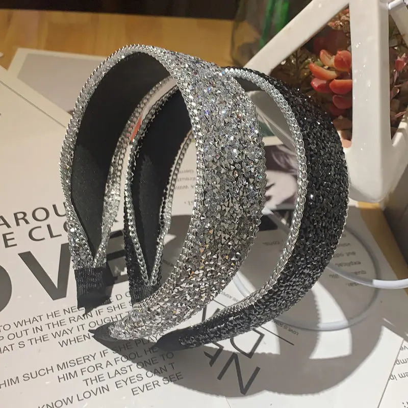 Wide-brimmed rhinestone headband fairy fashion hairband high-end womens hair accessories 250509