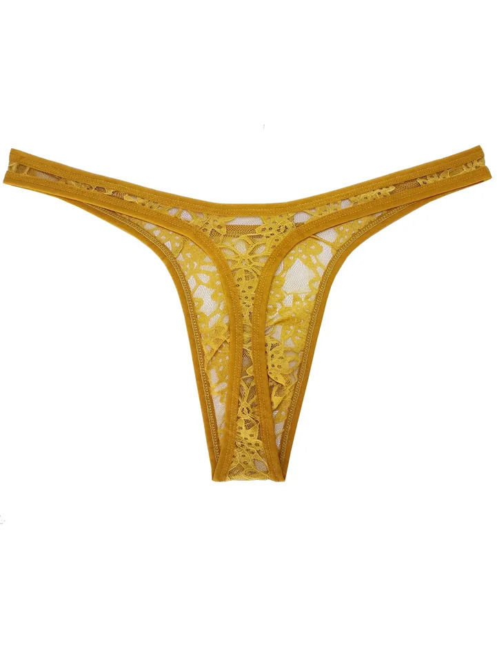 Hollow Out Lace Men Sexy Transparent Thong Underwear See Through Sissy Personalized Jockstrap Man Underpant Erotic HT145 250515
