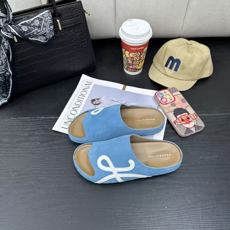free shipping designer sandals New Low Heel sliders beach shoes Outdoor blue yellow slippers for woman