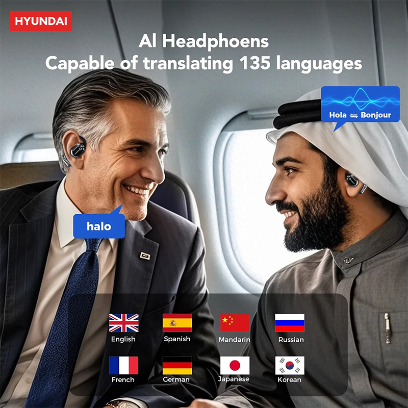 HYUNDAI HY-Y16 AI Translation Wireless Earphones Support Multi Languages Real Time OWS Headphones HIFI Stereo HD Call