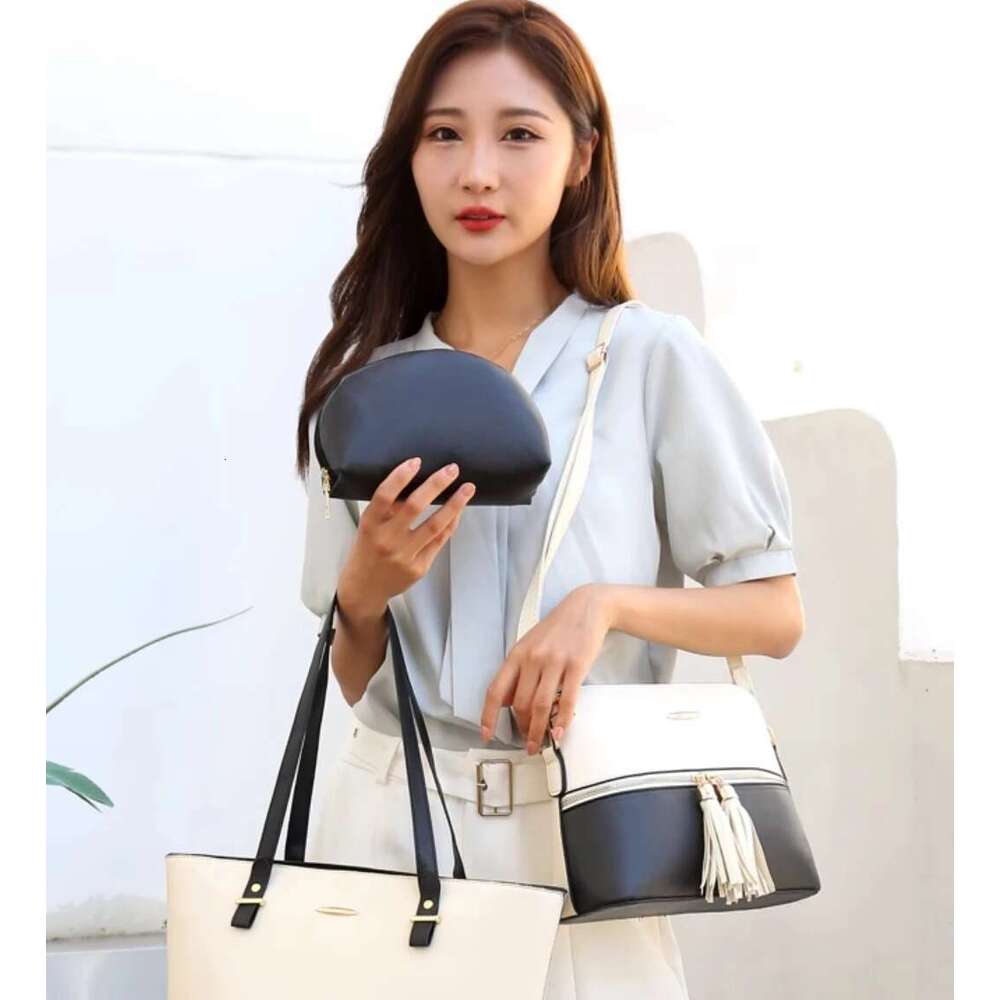 New Women's Fashion Trend Color Matching Mother And Child Bag Three-Piece Set
