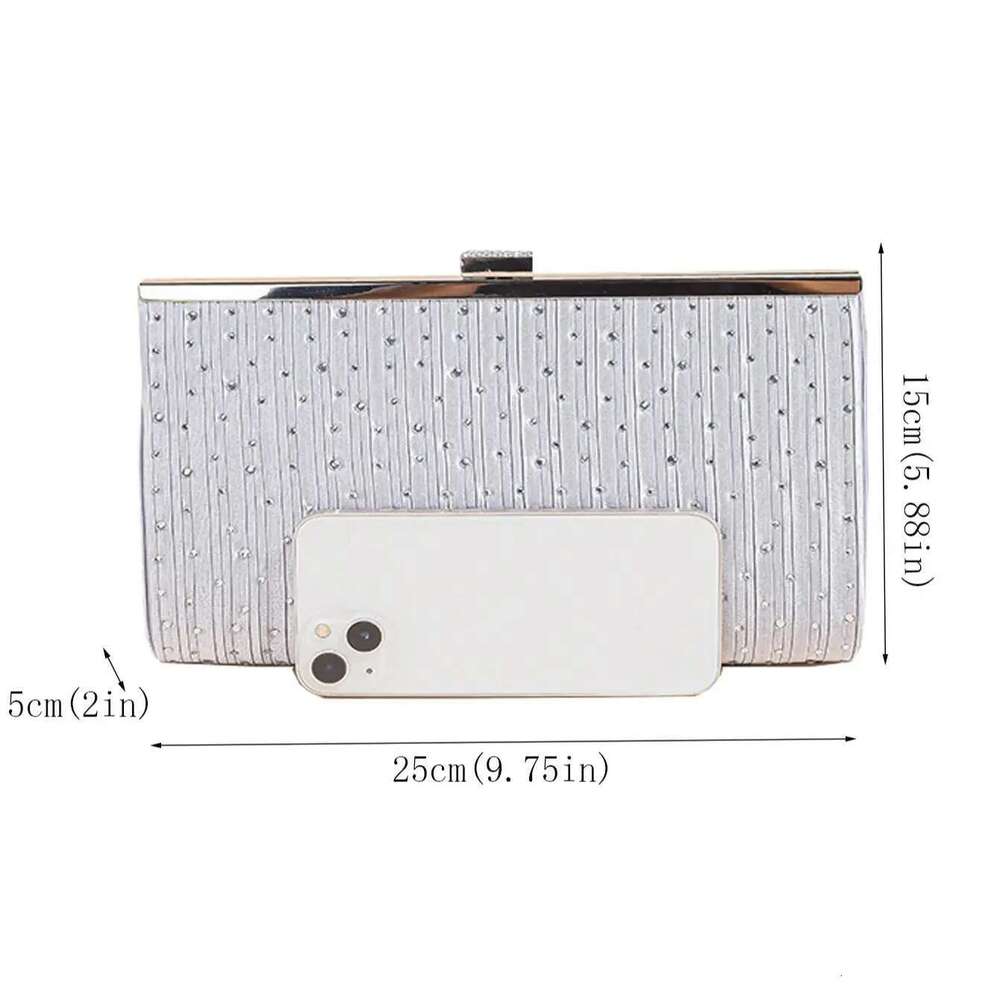 Women's Clutch Wedding Party Sier Evening Large Capacity Simulated Silk Shoulder Bag Fashion Purse