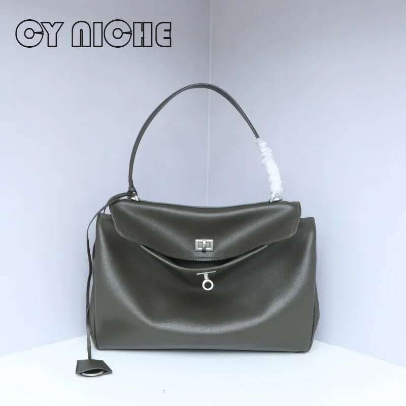 CY Niche2025genuine Leather Women's Tote Lazy Rodeo Briefcase Handbag Underarm Large Capacity Crossbody Shoulder Bag