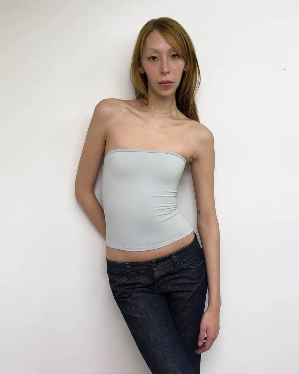 Tank 25ss minimalist style solid color soft slim breathable tube top 250515