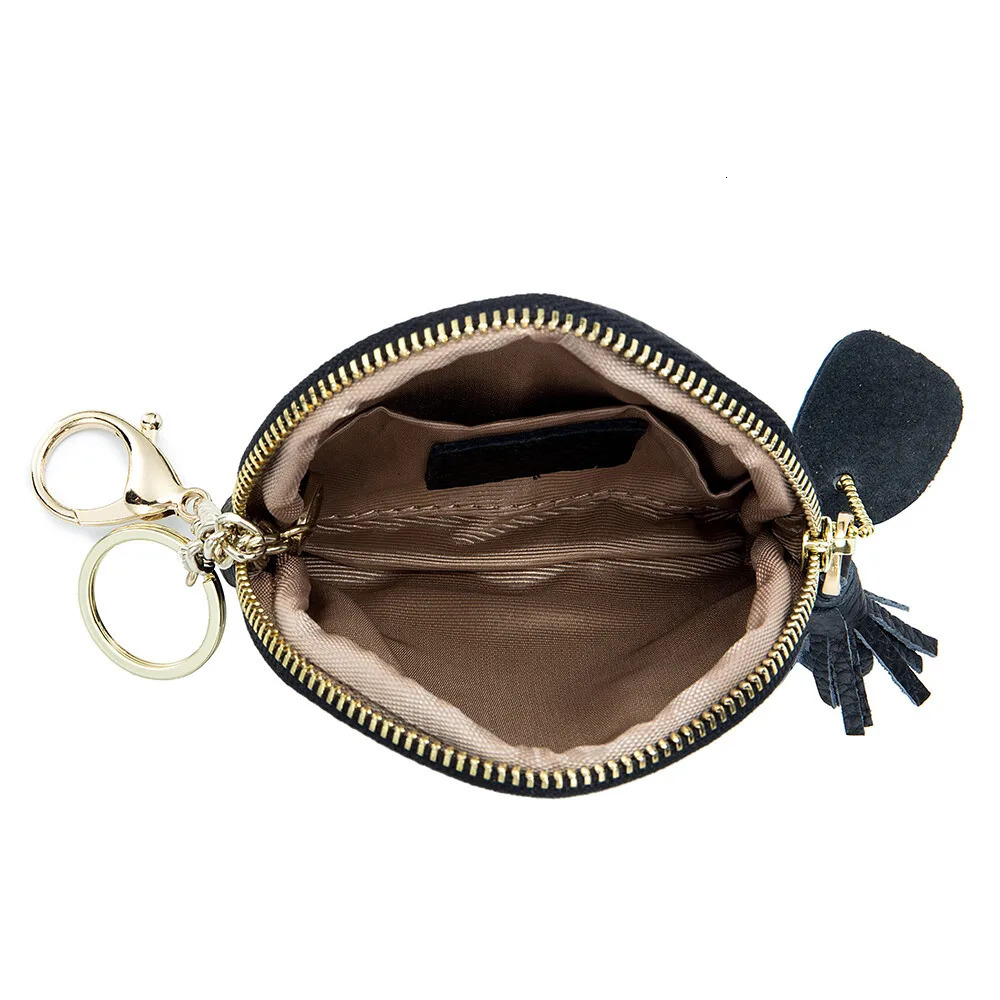 Cute Cartoon Genuine Leather Mini Coin Purse with Keychain Pouch Card Holder Organized Zip-Around Purse for Womens 250514