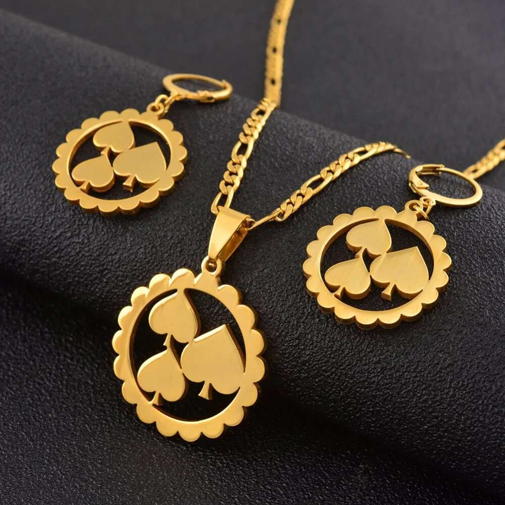 Anniyo Marshall Pendant Necklaces Earrings Jewelry Sets For Woman Stainless Steel Micronesia Jewellery Kiribati #051521S