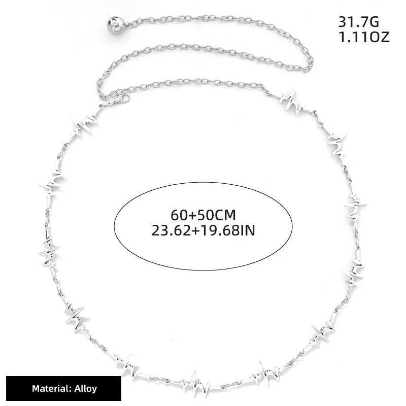 Bohemia Single-layer Lightning Shaped Alloy Waist Chain Street Photography Womens Body Chain Jewelry Y250515
