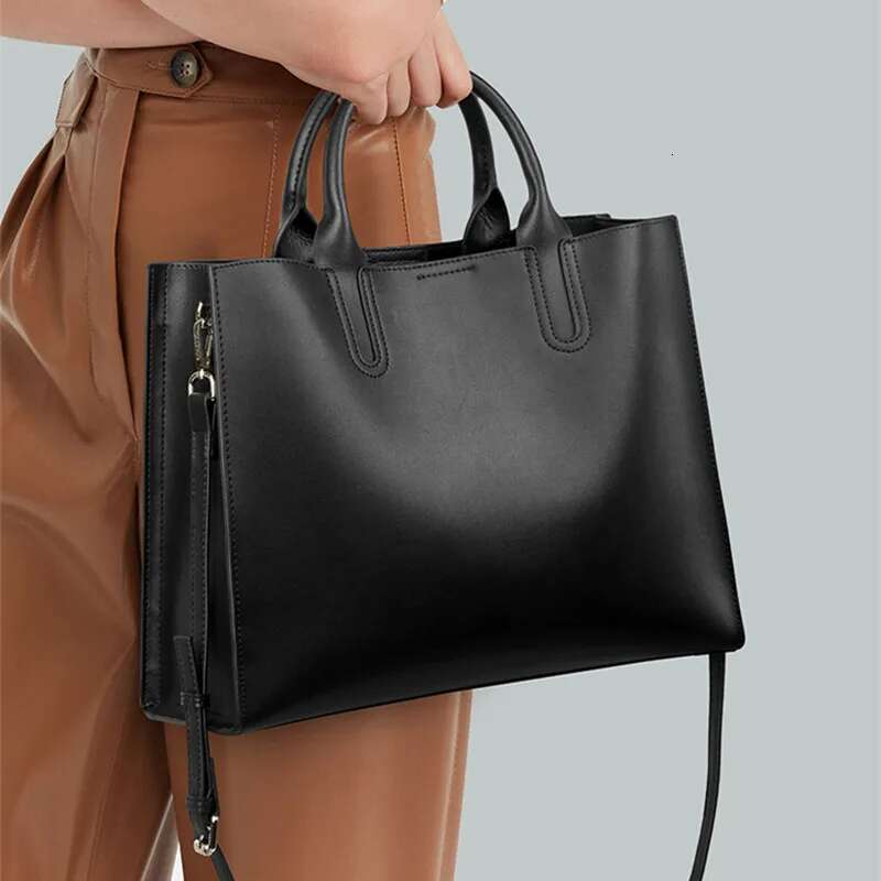 Genuine Leather Women's Handbags 2023 Fashion Tote Commuter 14 Inch Computer Bag Business Briefcase Shoulder Crossbody Bags