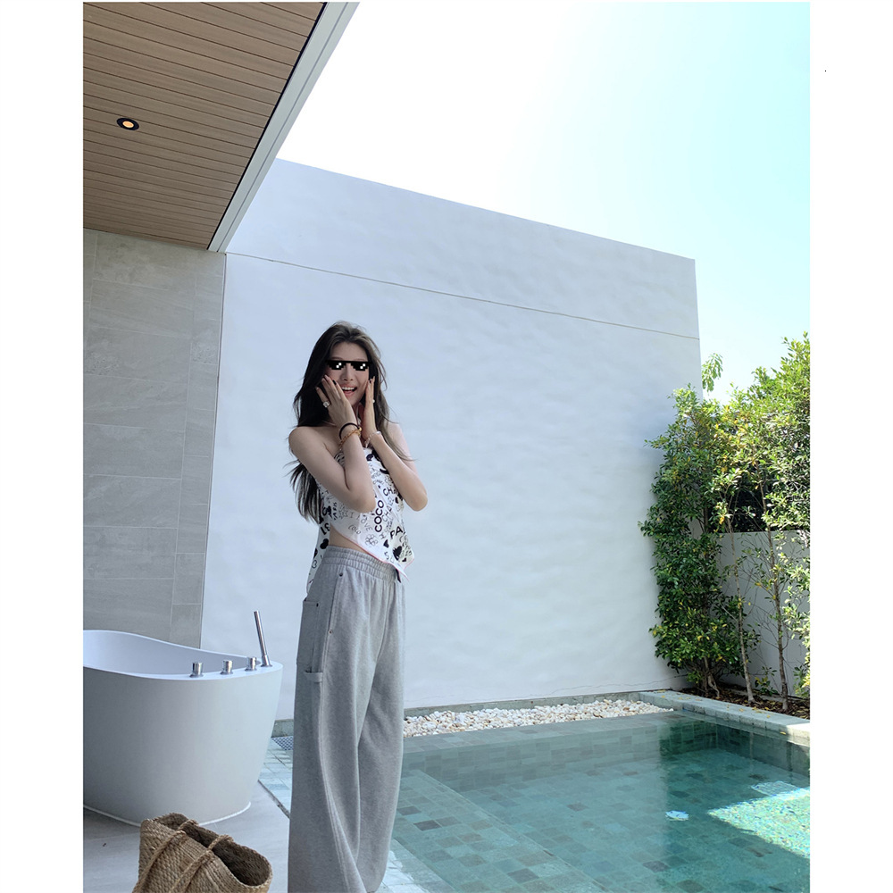 WANANTONG Day wear!! Love to wear fashionable workwear straight leg casual sweatpants womens spring every day