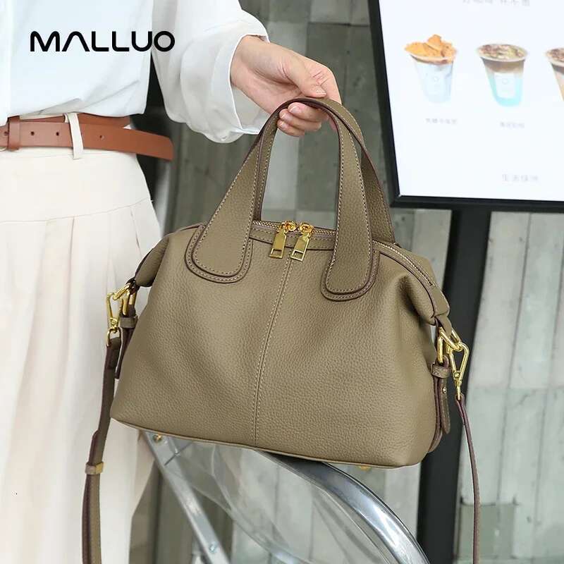 Women's Natural Cow Leather Female Retro Cowhide Crossbody Bags Ladies Large Capacity Shoulder Bag For Middle Aged Women