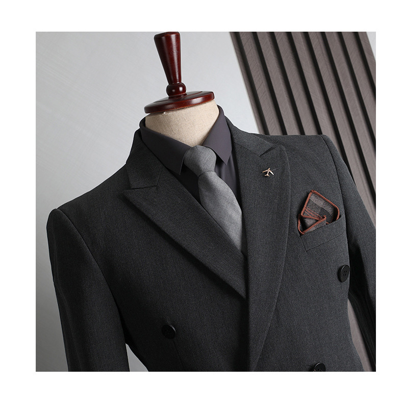 Men's Suits 3 Pieces Double-breasted suit suit men's formal wear business casual fashion Korean version slim-fit plus-size wedding suit for 