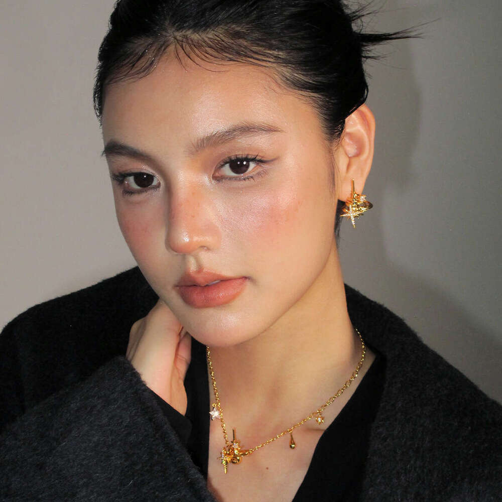 Boonee alus Heavy Industry's niche design, starry sky, three-dimensional star orbit surround earrings, women's unique earrings