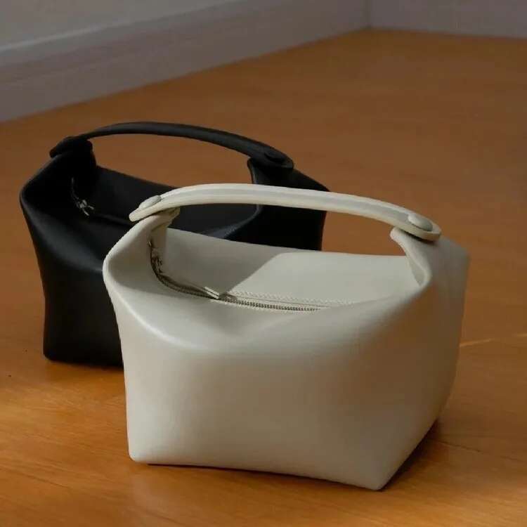 Lunch box genuine leather women's bag, niche design, simple handbag, convenient European and American fashion handbag