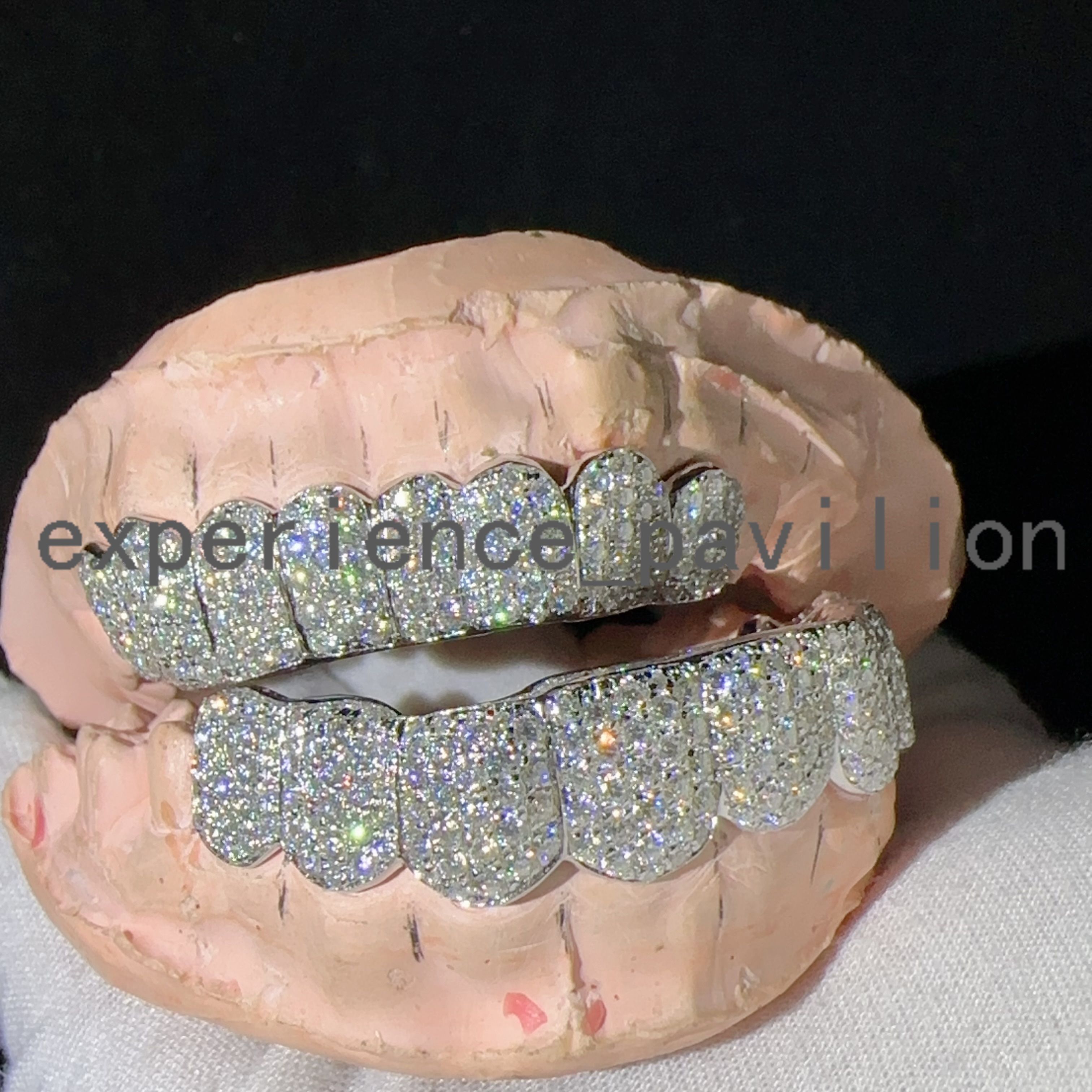 Honey Comb Setting Grillzs D Color VVS Iced Out CUstom Buss Down Hip Hop Jewelry Fashion Diamond 925 Silver Grillz