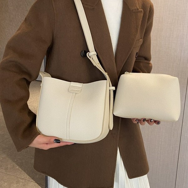 New Women's High Quality Texture Bucket Bag New Multi functional Shoulder Bag Fashionable and Casual Trendy Women's Shoulder Bag Solid Color