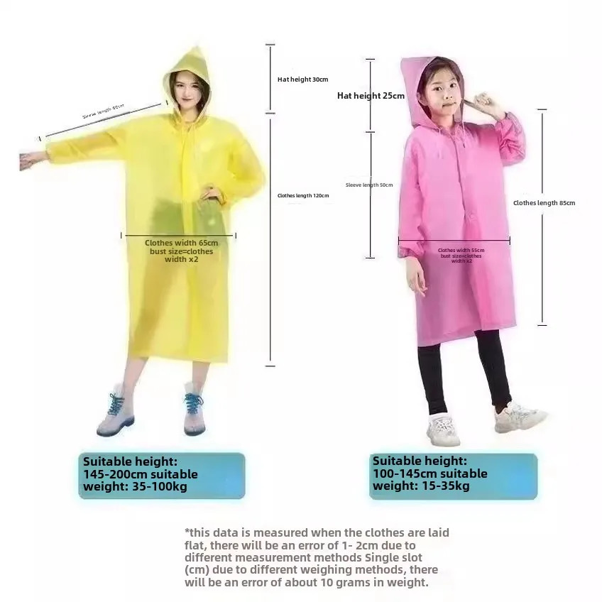 EVA Thickened Reusable Raincoat Poncho for Adults Kids Students Lightweight Waterproof Rainstorm Proof Outdoor Hiking Gear 250515