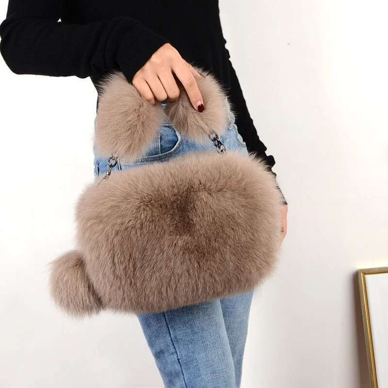 Fluffy Fox Fur Plush Handbag Women's New Fashion Phone Designer Bag