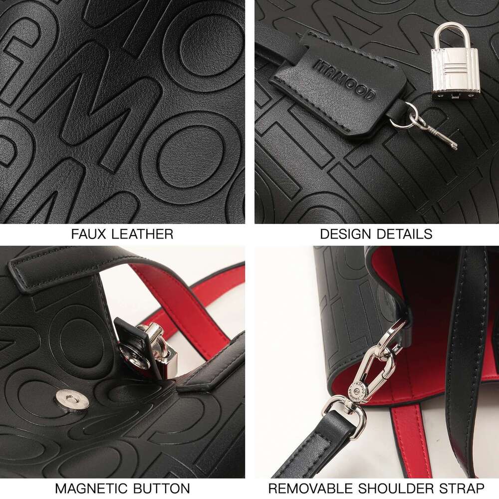 ITAMOOD Large Capacity Tote Bag Black With Adjustable Shoulder Strap Original Designer Crossbody Handbag For Mother's Day's Gift