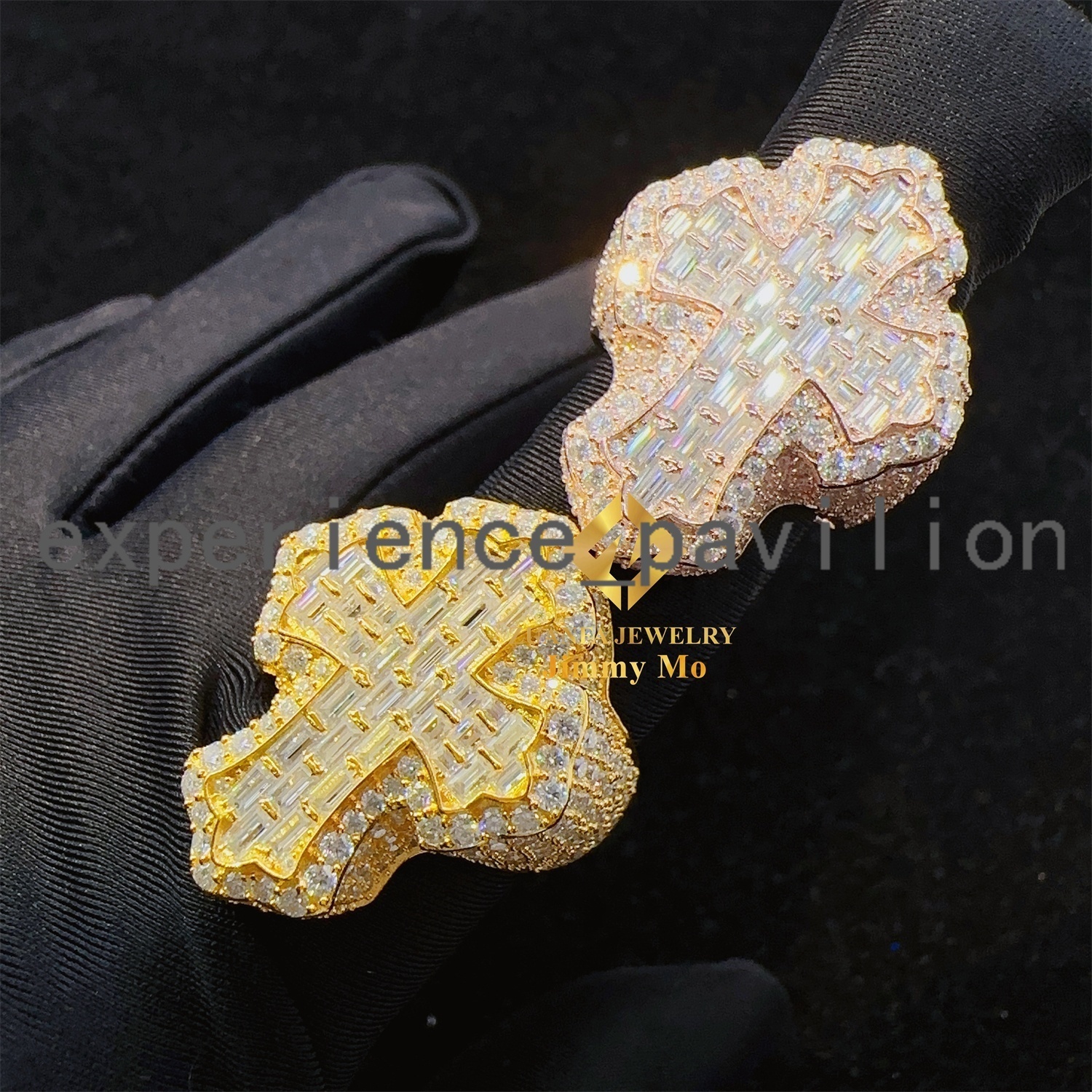 New Design 925 Silver Pass Diamond Tester VVS1 Baguette Moissanite Iced Out Hip Hop Cross Shape Man Ring