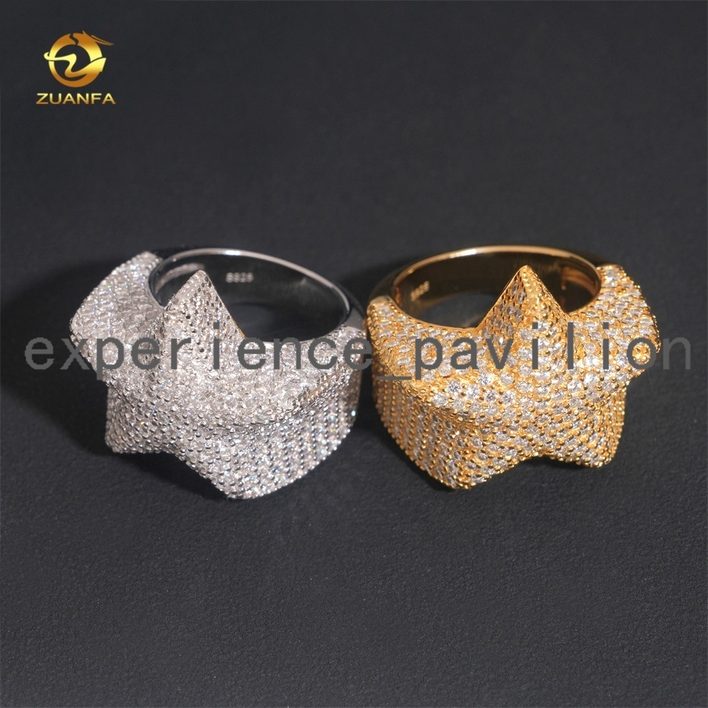 Pass Diamond Tester Hip Hop Star Iced Out Luxury VVS Mens 925 Silver Moissanite Ring