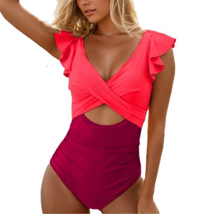 New year's best-selling one-piece cross fly women's ruffle edge swimsuit, bikini 2025 temperament versatile new trend clothing ins