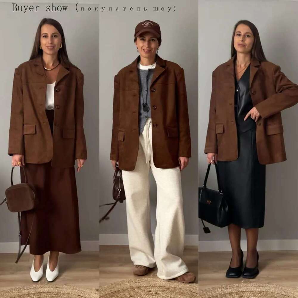 2025 Fall / Autumn Winter New Women Fashion Suede Jacket Basic Blazer